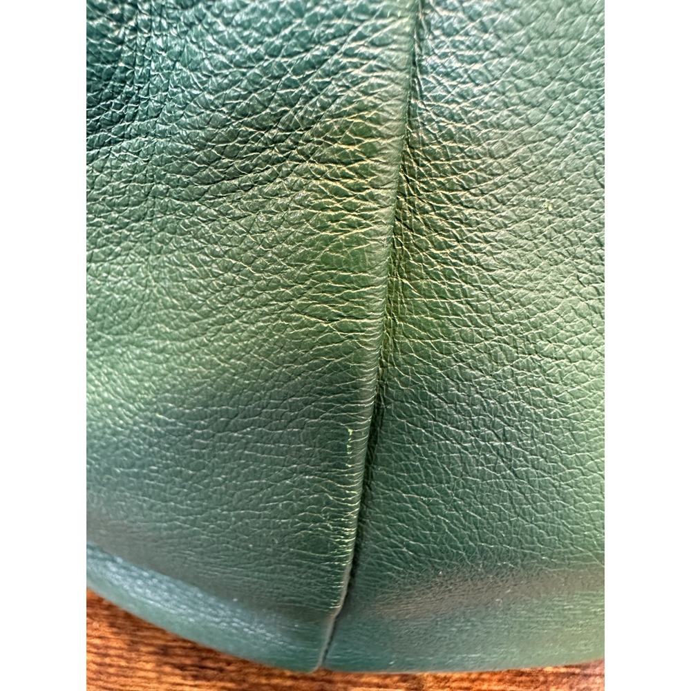 B. Makowsky Turn Lock Shoulder Bag Genuine Pebbled Leather Green Crossbody Purse - Picture 15 of 16